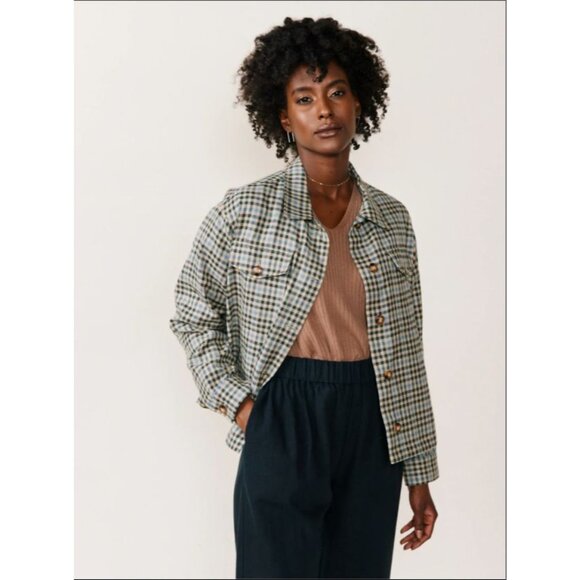 NWT ABLE Gianna Plaid Jacket S Blazer Cropped Pockets Academia Classic Capsule - Picture 3 of 12
